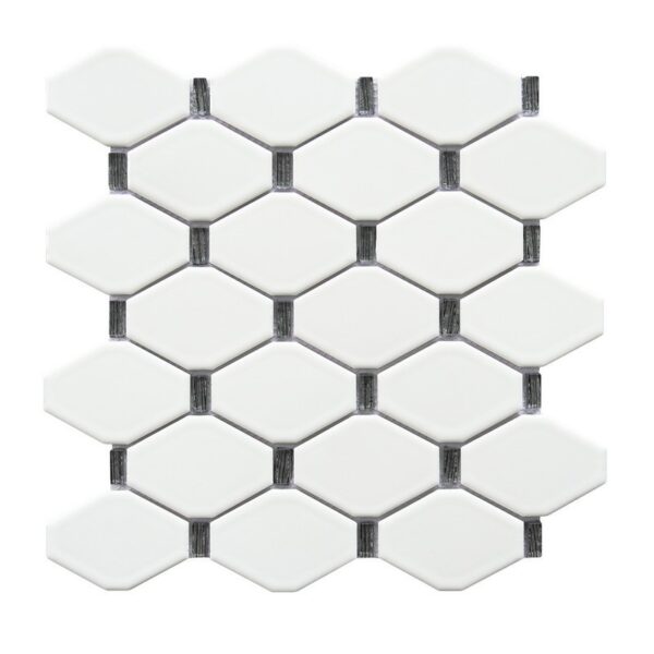 Altair MYGM02-WB Badajoz 11 1/2 Inch x 10 7/8 Inch Honeycomb Glass Mosaic Wall Tile, White and Black