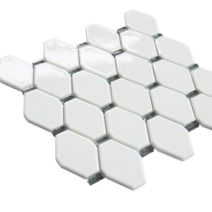 Altair MYGM02-WB Badajoz 11 1/2 Inch x 10 7/8 Inch Honeycomb Glass Mosaic Wall Tile, White and Black