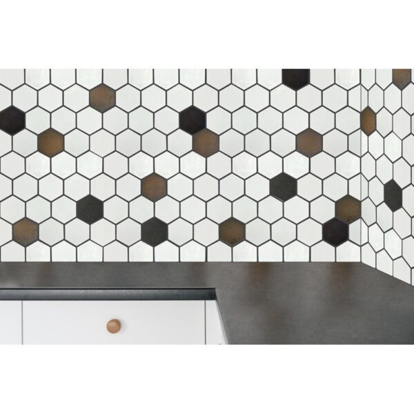 Altair MYLS04-WH-WH Lugo 12 Inch x 10 3/8 Inch Lava Stone Mosaic Floor and Wall Tile - 9 Pieces, White