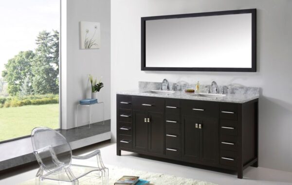 Virtu USA 72" Caroline Parkway Double Bathroom Vanity Square Sinks Espresso Color