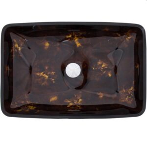 Vigo Vessel Sink VG07044 Rectangular Brown and Gold Fusion Glass