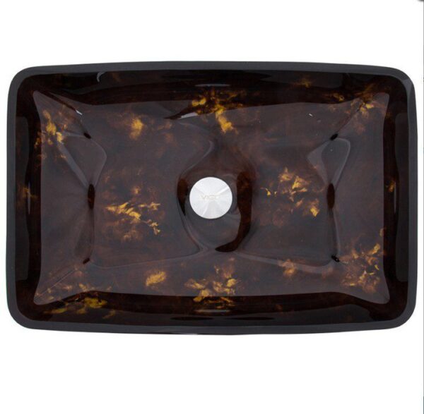 Vigo Vessel Sink VG07044 Rectangular Brown and Gold Fusion Glass