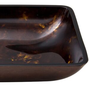 Vigo Vessel Sink VG07044 Rectangular Brown and Gold Fusion Glass