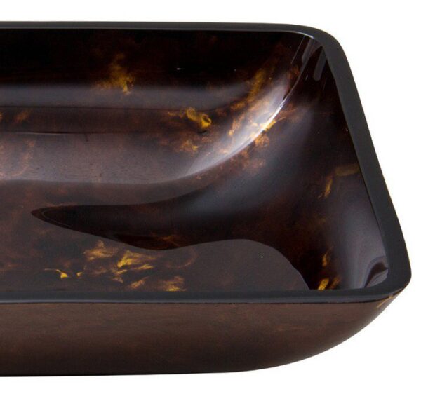 Vigo Vessel Sink VG07044 Rectangular Brown and Gold Fusion Glass