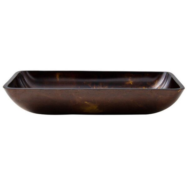 Vigo Vessel Sink VG07044 Rectangular Brown and Gold Fusion Glass