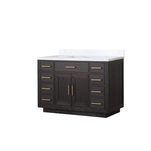 Abbey 48W x 22D Black Oak Single Bath Vanity and Carrara Marble Top