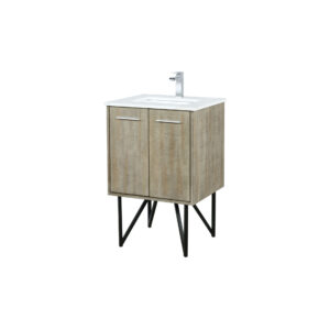 Lancy 24W x 20D Rustic Acacia Bath Vanity, Cultured Marble Top and Chrome Faucet Set