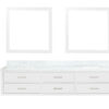 Castor 84W x 22D White Double Bath Vanity, Carrara Marble Top, and 36Mirrors