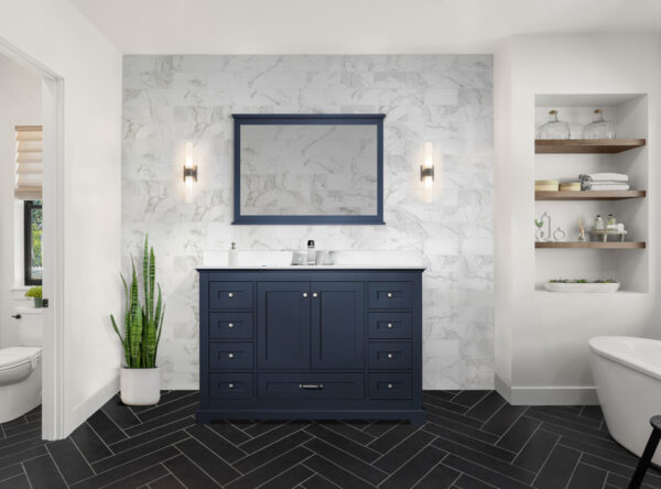 Dukes 48 in. W x 22 in. D Navy Blue Single Bath Vanity and Cultured Marble Top