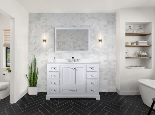 Dukes 48 in. W x 22 in. D White Single Bath Vanity and Cultured Marble Top