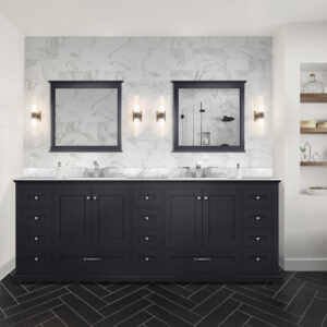 Dukes 84 in. W x 22 in. D Espresso Double Bath Vanity and 34 in. Mirrors