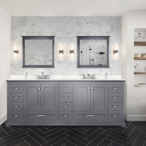 Dukes 84 in. W x 22 in. D Dark Grey Double Bath Vanity and Cultured Marble Top