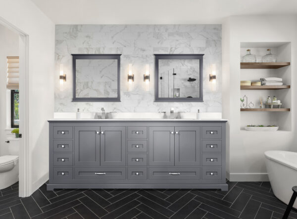 Dukes 84 in. W x 22 in. D Dark Grey Double Bath Vanity and Cultured Marble Top