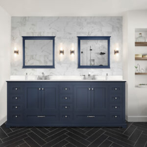 Dukes 84 in. W x 22 in. D Navy Blue Double Bath Vanity and Cultured Marble Top