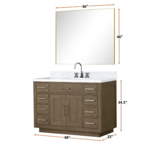 Abbey 48W x 22D Grey Oak Single Bath Vanity and Carrara Marble Top