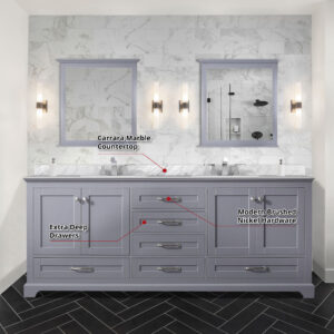 Dukes 80 in. W x 22 in. D Dark Grey Double Bath Vanity and 30 in. Mirrors