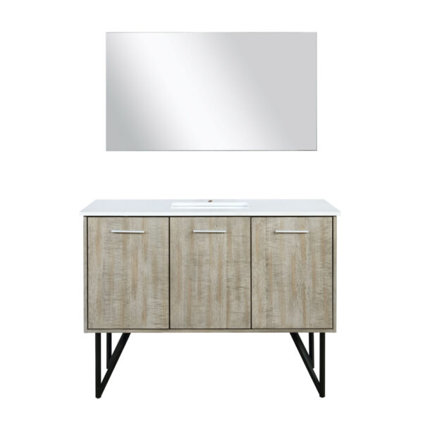 Lancy 48W x 20D Rustic Acacia Bath Vanity, Cultured Marble Top and 43Mirror