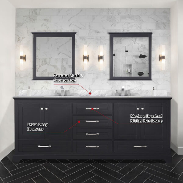 Dukes 80 in. W x 22 in. D Espresso Double Bath Vanity and 30 in. Mirrors