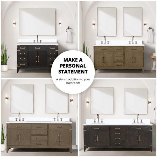 Laurel 48W x 22D Grey Oak Single Bath Vanity and Carrara Marble Top