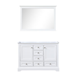 Dukes 48 in. W x 22 in. D White Double Bath Vanity and 46 in. Mirror