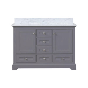 Dukes 48 in. W x 22 in. D Dark Grey Double Bath Vanity and Carrara Marble Top