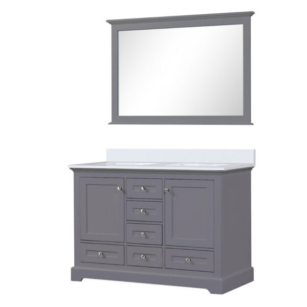 Dukes 48 in. W x 22 in. D Dark Grey Double Bath Vanity, Cultured Marble Top, and 46 in. Mirror