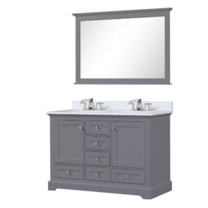 Dukes 48 in. W x 22 in. D Dark Grey Double Bath Vanity, White Quartz Top, and Faucet Set