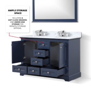 Dukes 48 in. W x 22 in. D Navy Blue Double Bath Vanity and 46 in. Mirror