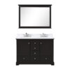 Dukes 48 in. W x 22 in. D Espresso Double Bath Vanity, Carrara Marble Top, Faucet Set, and 46 in. Mirror