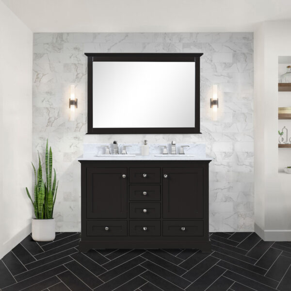 Dukes 48 in. W x 22 in. D Espresso Double Bath Vanity and Carrara Marble Top