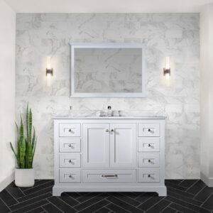 Dukes 48 in. W x 22 in. D White Single Bath Vanity and 46 in. Mirror