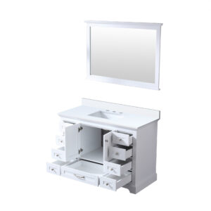 Dukes 48 in. W x 22 in. D White Single Bath Vanity, Cultured Marble Top, and 46 in. Mirror