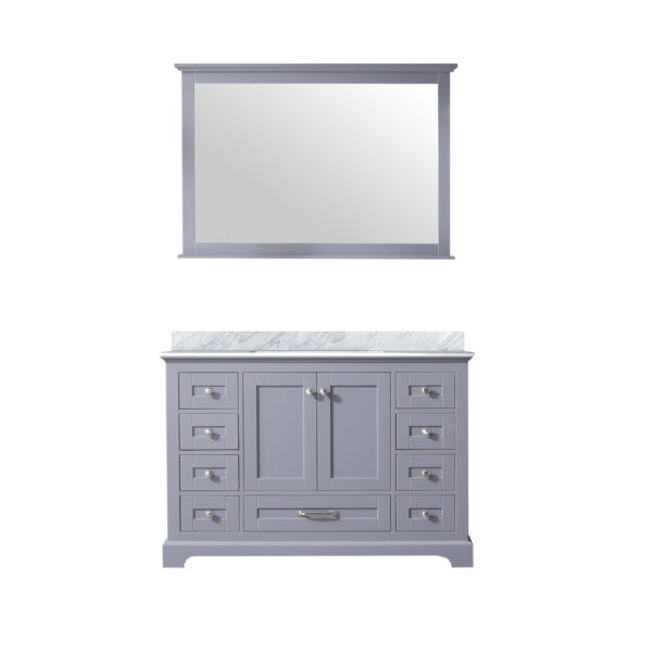 Dukes 48 in. W x 22 in. D Dark Grey Single Bath Vanity, Carrara Marble Top, and 46 in. Mirror