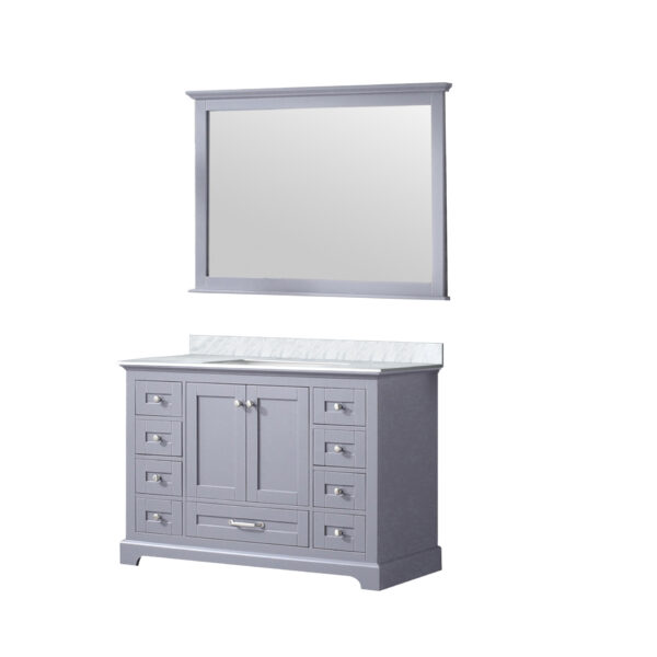 Dukes 48 in. W x 22 in. D Dark Grey Single Bath Vanity, Carrara Marble Top, and 46 in. Mirror