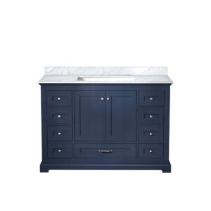 Dukes 48 in. W x 22 in. D Navy Blue Single Bath Vanity and Carrara Marble Top