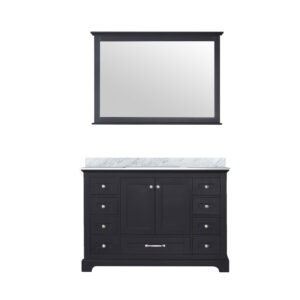 Dukes 48 in. W x 22 in. D Espresso Single Bath Vanity, Carrara Marble Top, and 46 in. Mirror