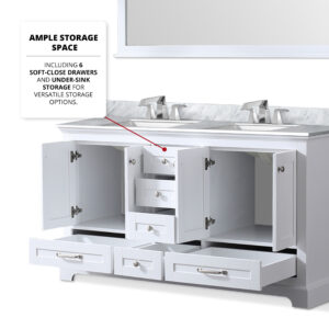 Dukes 60 in. W x 22 in. D White Double Bath Vanity and 58 in. Mirror