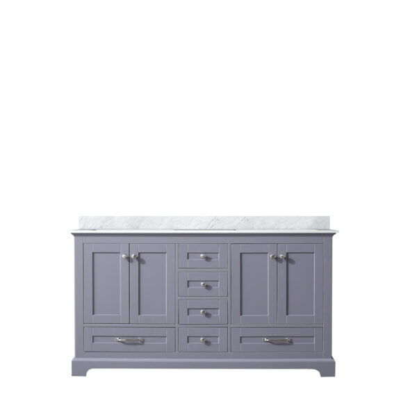 Dukes 60 in. W x 22 in. D Dark Grey Double Bath Vanity and Carrara Marble Top