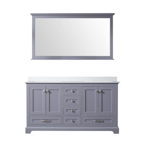 Dukes 60 in. W x 22 in. D Dark Grey Double Bath Vanity, Cultured Marble Top, and 58 in. Mirror