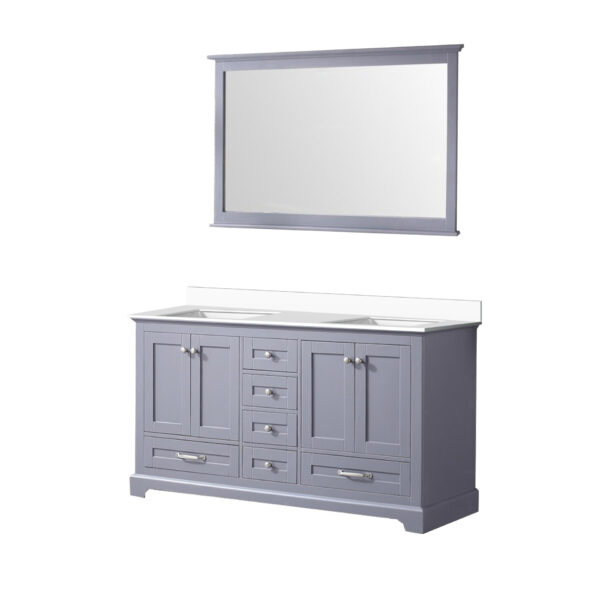 Dukes 60 in. W x 22 in. D Dark Grey Double Bath Vanity, Cultured Marble Top, and 58 in. Mirror