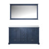 Dukes 60 in. W x 22 in. D Navy Blue Double Bath Vanity, Cultured Marble Top, and 58 in. Mirror