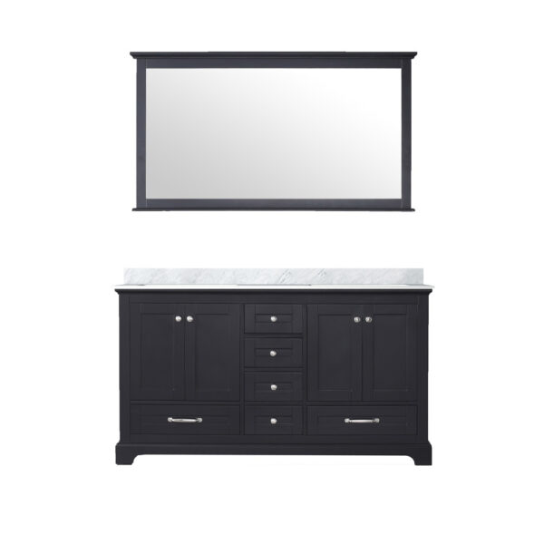 Dukes 60 in. W x 22 in. D Espresso Double Bath Vanity, Carrara Marble Top, and 58 in. Mirror