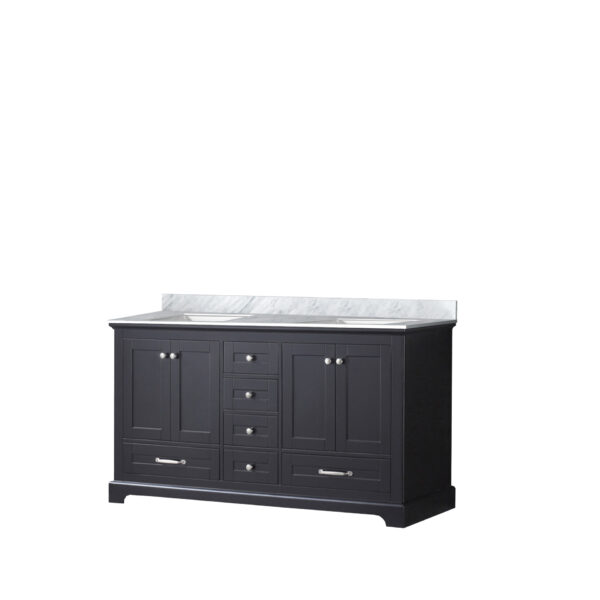 Dukes 60 in. W x 22 in. D Espresso Double Bath Vanity, Carrara Marble Top