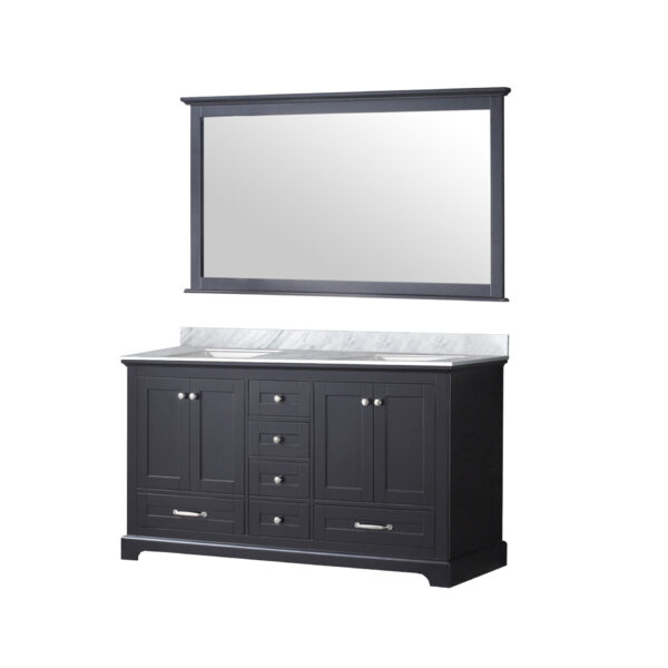 Dukes 60 in. W x 22 in. D Espresso Double Bath Vanity, Carrara Marble Top, and 58 in. Mirror