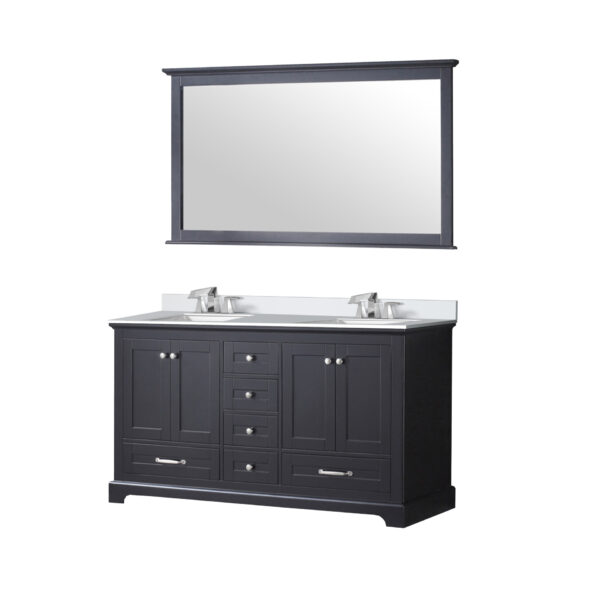 Dukes 60 in. W x 22 in. D Espresso Double Bath Vanity, Cultured Marble Top, Faucet Set, and 58 in. Mirror