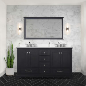 Dukes 60 in. W x 22 in. D Espresso Double Bath Vanity and 58 in. Mirror