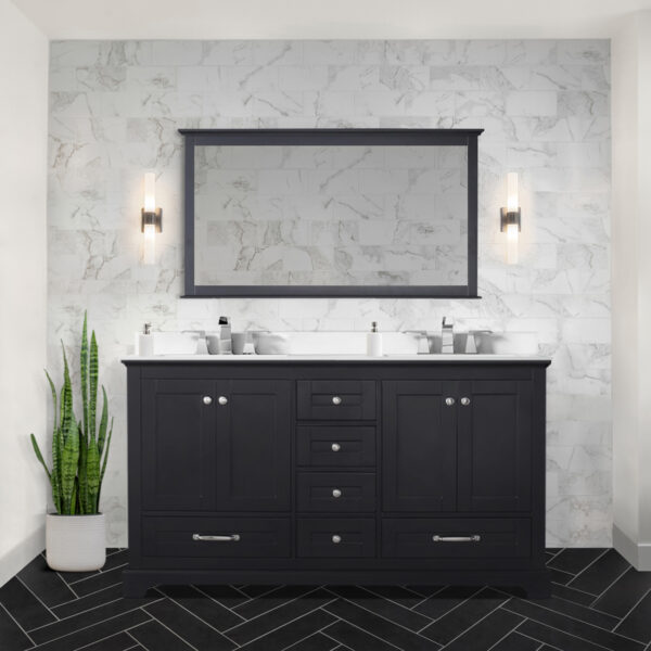 Dukes 60 in. W x 22 in. D Espresso Double Bath Vanity and 58 in. Mirror