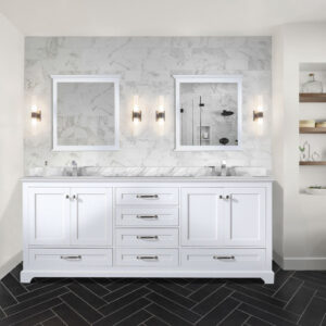 Dukes 80 in. W x 22 in. D White Double Bath Vanity and 30 in. Mirrors