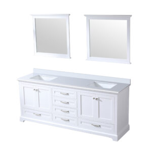 Dukes 80 in. W x 22 in. D White Double Bath Vanity, Cultured Marble Top, and 30 in. Mirrors