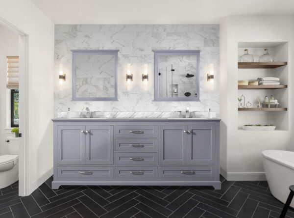 Dukes 80 in. W x 22 in. D Dark Grey Double Bath Vanity and 30 in. Mirrors